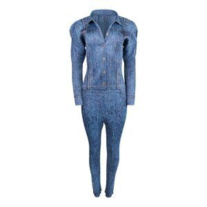 Issey Miyake Limited Edition Trompe L'œil Denim Print Pant Set